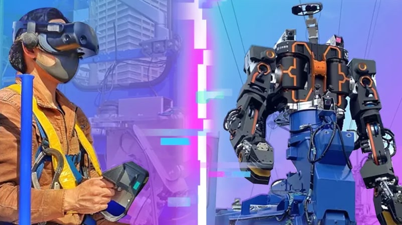 ​Гигантские роботы виртуальной реальности строят железные дороги в Японии