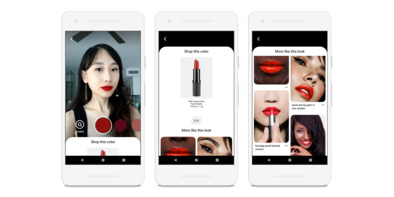 ​Новая AR функция Pinterest даёт возможность наносить макияж